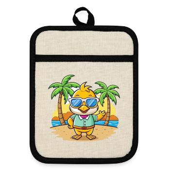 Duck Funny Cartoon Summer Beach Sunglasses - Pot holders with rubber back - linen/black  - Front