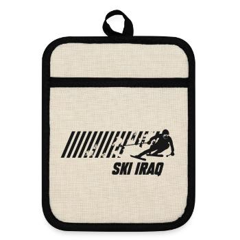 Ski Iraq - Pot holders with rubber back - linen/black  - Front