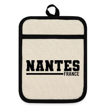 Nantes | Frankreich - Topflappen mit Gummirückseite - Leinen/Schwarz  - Vorne