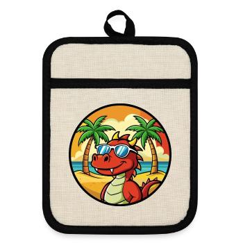 Dragon Funny Cartoon Lunettes de soleil de plage d’été cool - Maniques avec dos en caoutchouc - lin/noir  - Devant