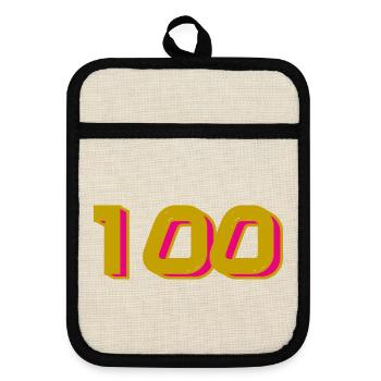 100. 100 YEARS. 100th ANNIVERSARY. 100 BIRTHDAY - Pot holders with rubber back - linen/black  - Front