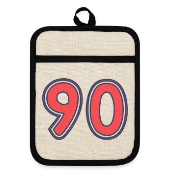 90. 90 JAHRE. 90-JÄHRIGES JUBILÄUM. 90-JÄHRIGES JUBILÄUM. - Topflappen mit Gummirückseite - Leinen/Schwarz  - Vorne