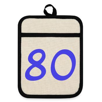 80. 80 JAHRE. 80-JÄHRIGES JUBILÄUM. 80. GEBURTSTAG. - Topflappen mit Gummirückseite - Leinen/Schwarz  - Vorne
