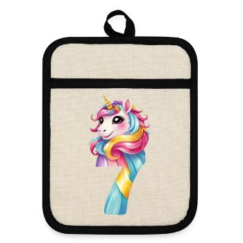 7E ANNIVERSAIRE LICORNE - Maniques avec dos en caoutchouc - lin/noir  - Devant
