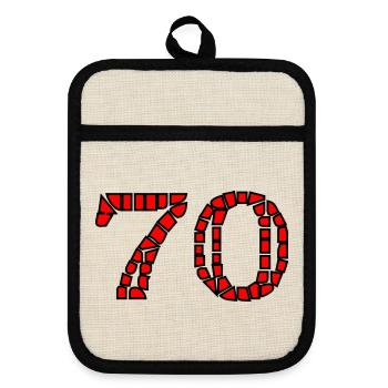 70. 70 YEARS. 70th ANNIVERSARY. 70 YEARS ANNIVERSARY. - Pot holders with rubber back - linen/black  - Front