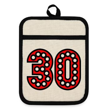 30. 30 YEARS. 30th ANNIVERSARY. 30 YEARS ANNIVERSARY. - Pot holders with rubber back - linen/black  - Front
