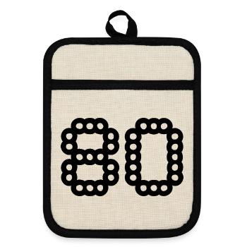 80. 80 ANS. 80e ANNIVERSAIRE. ANNIVERSAIRE 80 ANS. - Maniques avec dos en caoutchouc - lin/noir  - Devant