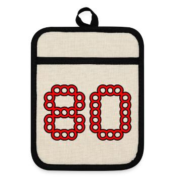 80. 80 YEARS. 80th ANNIVERSARY. 80 YEARS ANNIVERSARY. - Pot holders with rubber back - linen/black  - Front