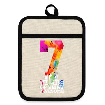 7 YEARS OF BEING AWESOME 7TH BIRTHDAY - Pot holders with rubber back - linen/black  - Front