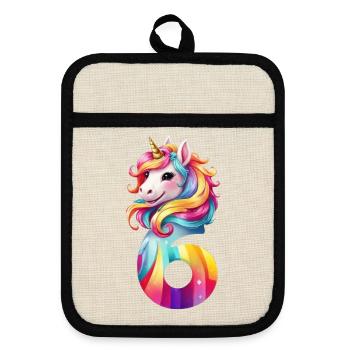 6E ANNIVERSAIRE LICORNE - Maniques avec dos en caoutchouc - lin/noir  - Devant