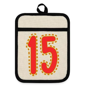 15. 15 ANS. 15e ANNIVERSAIRE. ANNIVERSAIRE 15 ANS. - Maniques avec dos en caoutchouc - lin/noir  - Devant