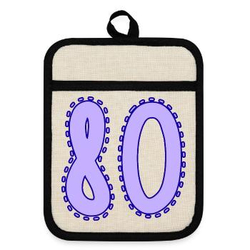 80. 80 ANS. 80e ANNIVERSAIRE. ANNIVERSAIRE 80 ANS. - Maniques avec dos en caoutchouc - lin/noir  - Devant
