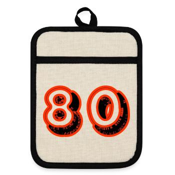 80. 80 JAHRE. 80-JÄHRIGES JUBILÄUM. 80. GEBURTSTAG. - Topflappen mit Gummirückseite - Leinen/Schwarz  - Vorne