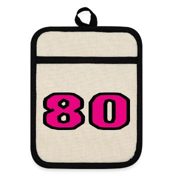 80. 80 JAHRE. 80-JÄHRIGES JUBILÄUM. 80. GEBURTSTAG. - Topflappen mit Gummirückseite - Leinen/Schwarz  - Vorne