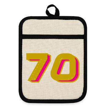 70. 70 JAHRE. 70-JÄHRIGES JUBILÄUM. 70-JÄHRIGES JUBILÄUM. - Topflappen mit Gummirückseite - Leinen/Schwarz  - Vorne