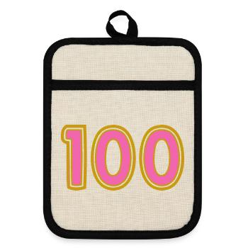 100. 100 YEARS. 100th ANNIVERSARY. 100 BIRTHDAY - Pot holders with rubber back - linen/black  - Front