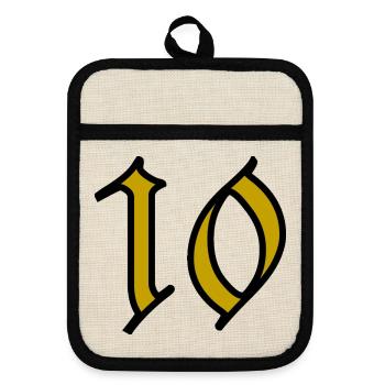 10. 10 YEARS. 10th ANNIVERSARY. 10 YEAR ANNIVERSARY. - Pot holders with rubber back - linen/black  - Front