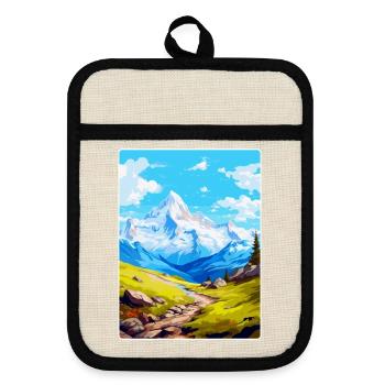 Gran Paradiso Italy Vintage Travel Poster Souvenir - Pot holders with rubber back - linen/black  - Front