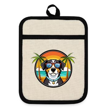 Entlebucher Sennenhund Rasse Cartoon Sonnenbrille - Topflappen mit Gummirückseite - Leinen/Schwarz  - Vorne