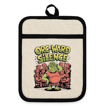 Schweigen des Ork-Schutzes - Topflappen mit Gummirückseite - Leinen/Schwarz  - Vorne