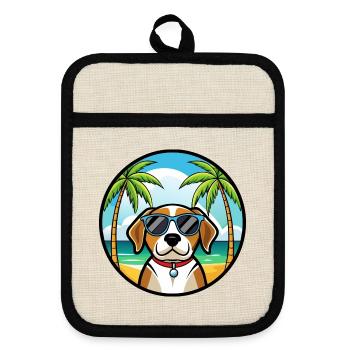 Kerry Beagle Hunderasse Cartoon Sonnenbrille Strand - Topflappen mit Gummirückseite - Leinen/Schwarz  - Vorne
