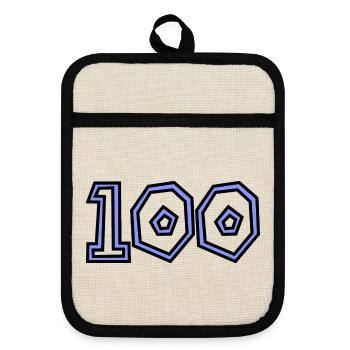 100. 100 YEARS. 100th ANNIVERSARY. 100 BIRTHDAY - Pot holders with rubber back - linen/black  - Front
