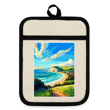 Isle Of Wight Vintage Travel Poster Souvenir WPA - Pot holders with rubber back - linen/black  - Front