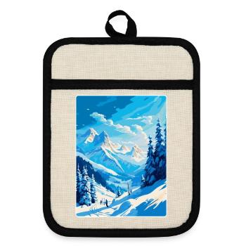 St Anton Am Arlberg Austria Vintage Travel Poster - Pot holders with rubber back - linen/black  - Front