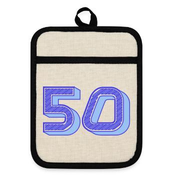 50. 50 YEARS. 50th ANNIVERSARY. 50 YEARS ANNIVERSARY. - Pot holders with rubber back - linen/black  - Front