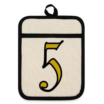 5. 5 YEARS. 5th ANNIVERSARY. 5 YEAR ANNIVERSARY - Pot holders with rubber back - linen/black  - Front