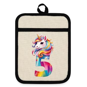 5E ANNIVERSAIRE LICORNE - Maniques avec dos en caoutchouc - lin/noir  - Devant