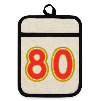 80. 80 ANS. 80e ANNIVERSAIRE. ANNIVERSAIRE 80 ANS. - Maniques avec dos en caoutchouc - lin/noir  - Devant