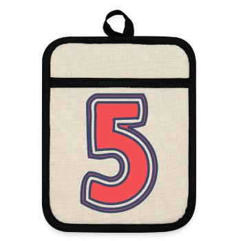 5. 5 YEARS. 5th ANNIVERSARY. 5 YEAR ANNIVERSARY - Pot holders with rubber back - linen/black  - Front