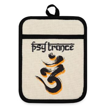 PsyTrance - Pot holders with rubber back - linen/black  - Front