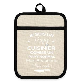 Je suis un papy cuisinier comme un papy normal.. - Maniques avec dos en caoutchouc - lin/noir  - Devant