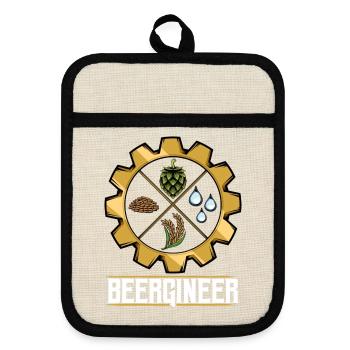 Emblème du Beergineer Brau-Gear - Maniques avec dos en caoutchouc - lin/noir  - Devant