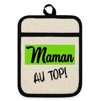 MOM - Pot holders with rubber back - linen/black  - Front