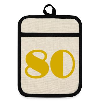 80. 80 YEARS. 80th ANNIVERSARY. 80 YEARS ANNIVERSARY. - Pot holders with rubber back - linen/black  - Front