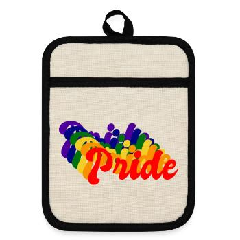 Pride LGBT Retro - Pot holders with rubber back - linen/black  - Front