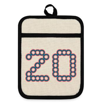 20. 20 YEARS. 20th ANNIVERSARY. 20 YEARS ANNIVERSARY. - Pot holders with rubber back - linen/black  - Front