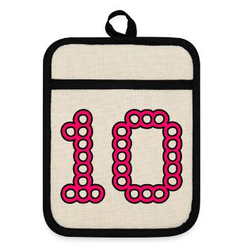 10. 10 YEARS. 10th ANNIVERSARY. 10 YEAR ANNIVERSARY. - Pot holders with rubber back - linen/black  - Front