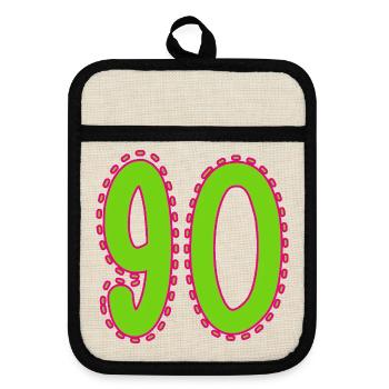 90. 90 ANS. 90e ANNIVERSAIRE. ANNIVERSAIRE 90 ANS. - Maniques avec dos en caoutchouc - lin/noir  - Devant