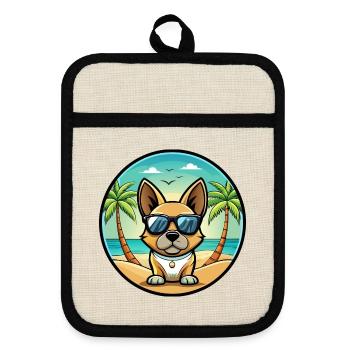 Braque Français Hunderasse Cartoon Sonnenbrille Strand - Topflappen mit Gummirückseite - Leinen/Schwarz  - Vorne