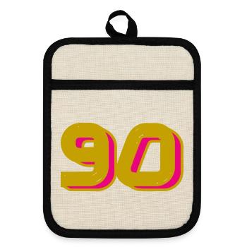 90. 90 JAHRE. 90-JÄHRIGES JUBILÄUM. 90-JÄHRIGES JUBILÄUM. - Topflappen mit Gummirückseite - Leinen/Schwarz  - Vorne
