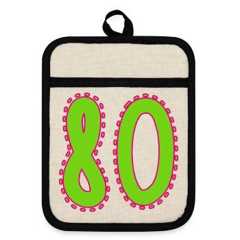 80. 80 ANS. 80e ANNIVERSAIRE. ANNIVERSAIRE 80 ANS. - Maniques avec dos en caoutchouc - lin/noir  - Devant