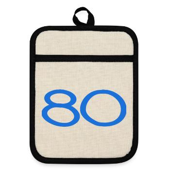 80. 80 JAHRE. 80-JÄHRIGES JUBILÄUM. 80. GEBURTSTAG. - Topflappen mit Gummirückseite - Leinen/Schwarz  - Vorne