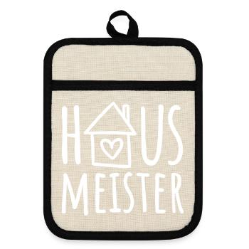 Hausmeister - Topflappen mit Gummirückseite - Leinen/Schwarz  - Vorne