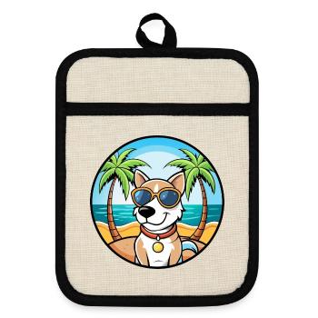Ariege Pointer Hund Rasse Cartoon Sonnenbrille Strand - Topflappen mit Gummirückseite - Leinen/Schwarz  - Vorne
