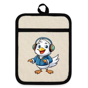Mouette Funny Cartoon Character Musique de casque - Maniques avec dos en caoutchouc - lin/noir  - Devant
