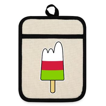 Eis am Stiel - Berge / Gletscher / Gipfel - Topflappen mit Gummirückseite - Leinen/Schwarz  - Vorne